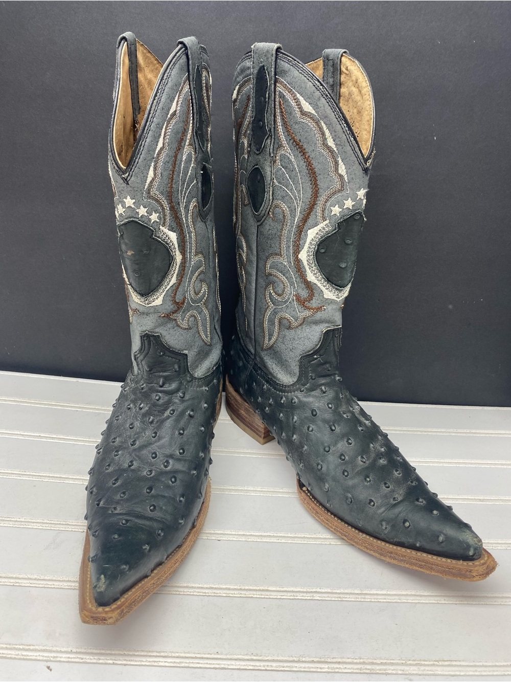 Aguila Real Ostrich Leather Western Cowboy Boots MEX 27 US 8 Botas Exotic